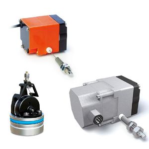 Die kompakten Seilzuggeber SG10 (orange), SGH10 und SG20 von Siko.(Bild:  Siko)