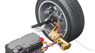 Audi arbeitet an einer neuen Federungstechnik, dem „E-Rot“-System, einem elektromechanischen Rotationsdämpfer, der platzsparend  an der Hinterachse verbaut werden kann. (Audi)