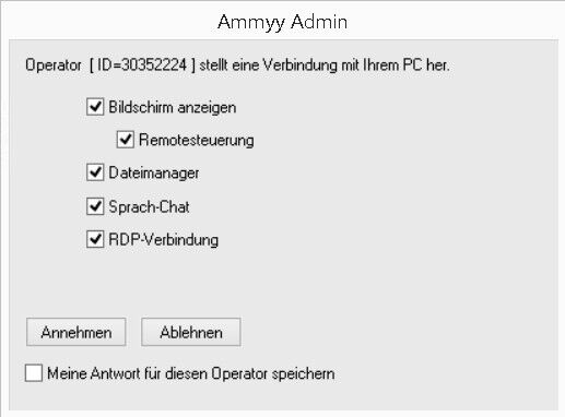 Abbildung 3: Mit Ammyy Admin kann der Client genau steuern, welche Funktionen er für den zugreifenden Benutzer freischalten will. (Joos / Ammyy)