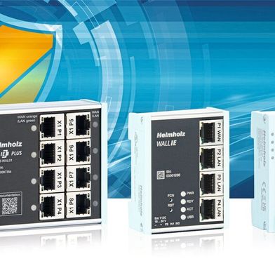 Die leicht zu konfigurierenden NAT-Gateways bzw. Maschinenfirewalls der Wall-IE-Serie von Helmholz bieten mit wenig Aufwand maßgeschneiderten Schutz von sensiblen Daten und schützen kritische Systeme vor Cyber-Bedrohungen. (Bild: Helmholz GmbH & Co. KG)