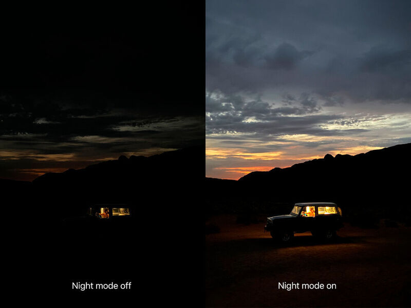 Auch nachts kann das iPhone jetzt hellere Bilder mit wenig Bildrauschen aufnehmen. (Apple)