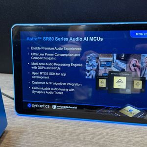 Synaptics-Mikrocontroller der Astra SR80-Serie:, Sie wurden speziell für KI-gestützte Audioanwendungen bei geringem Stromverbrauch entwickelt.(Bild:  mc/VCG)