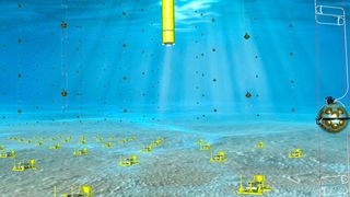 Die Forschungsinfrastruktur des Projekts KM3NeT besteht aus digitalen optischen Modulen (DOMs), die in Hunderten von Reihen etwa einen Kilometer lang am Meeresboden verankert sind.  (Weerg)