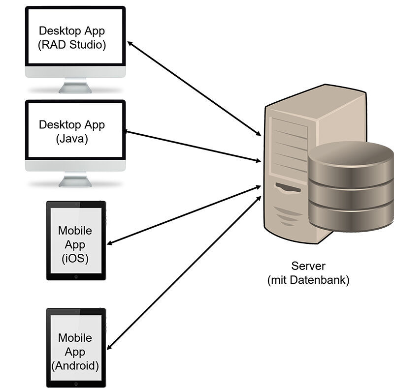 Abb. 2. Klassische Client-Server-Anwendungsarchitektur.
