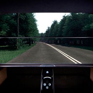 Auch kann ein künstliches 3D-Bild der Straße auf das Dashbord sowie auf Zusatzdisplays in den A-Säulen projiziert werden.(Bild:  Kyocera)