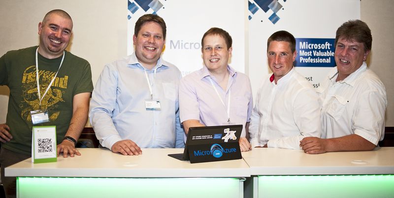 Die Microsoft MVPs (v. l.) Dave Stork, Raphael Köllner, Christian Waha, Nick Borell und Michael Kirst-Neshva hatten Antworten auf alle Fragen rund um Microsoft Exchange, Office 365 und mehr. (Bild: Gwava)