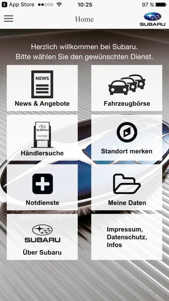 Interessenten können sich nun auch via App rund um Subaru in Deutschland informieren. (Screenshot Subaru Service-App)