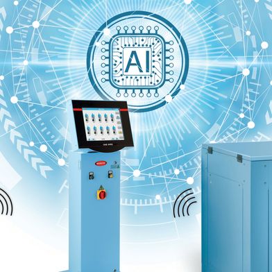 Die Loadmatik-Systemkomponenten für eine automatisierte Granulatförderung: Die Steuerungseinheit One Wire 6 Plus (Mitte), der Saugabscheider X-Loader (l.) und die Geschwindigkeitsregelung Kruise-Kontrol (r.). (Bild: Moretto)