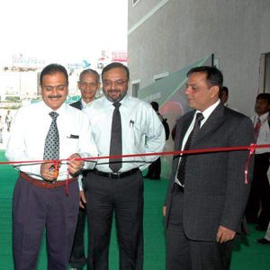 Rajiv Amin, President of IPMA and Yagnesh Buch, Deputy GM, Marketing at KSB Pumps are inaugurating the IPVS exhibition. 
