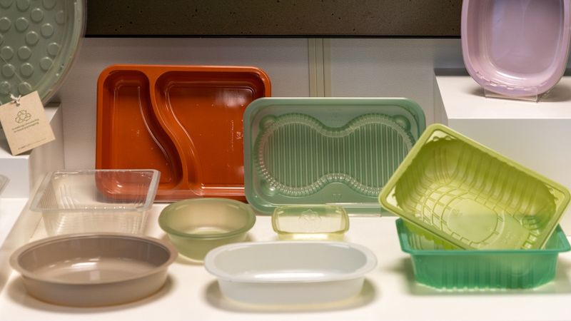 Aus Post-Consumer-PET-Schalen wird mithilfe von Steinert-Sortiertechnik wieder lebensmittelechtes Verpackungsmaterial für neue Trays.(Bild:  Steinert)