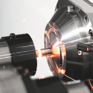 Ein besonderes Highlight der L32-2M10 ist die integrierte Friction Join Technologie. Sie ermöglicht es, Werkstoffe oder Bauteile direkt im Bearbeitungsprozess miteinander zu verbinden.(Bild:  Citizen Machinery Europe GmbH)