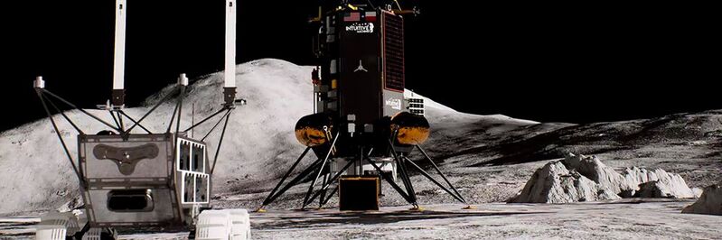 Die Mobile Autonomous Prospecting Platform (MAPP), ein Rover von Lunar Outpost, mit ausgefahrenen Nokia-Antennen.
