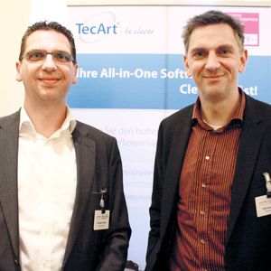 Christian und Thomas Fischer, Tecart (Austeller): „Wie jedes Jahr ist das eine Veranstaltung mit qualitativ hochwertigen Gesprächen. Unsere Erwartungen – gutes Netzwerken sowie neue Erfahrungen durch die gebotenen Vorträge – wurden auf jeden Fall erfüllt.“(IT-BUSINESS / Sarah Maier)