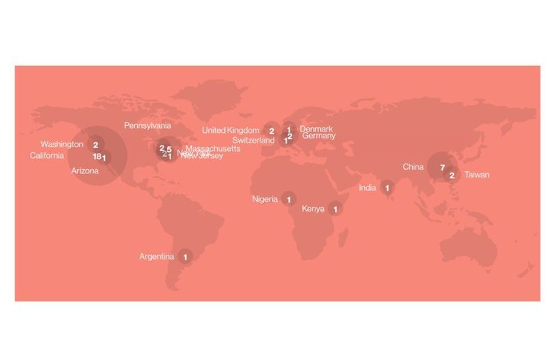 Die Redaktion des MIT Technology Review der US-Universität Massachusetts Institute of Technology wählt jedes Jahr die 50 intelligentesten Firmen. Kaum verwunderlich sind die meisten Unternehmen in den USA zu Hause. (MIT Technology Review)