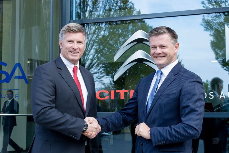 Duo für mehr Durchschlagskraft im Gewerbekundenmarkt: (v. li.) Holger Böhme als neuer Direktor B2B und Gebrauchtwagen sowie Olivier Ferry, der die neu geschaffene Marke „Free-2-Move Lease“ voranbringen soll. (PSA)