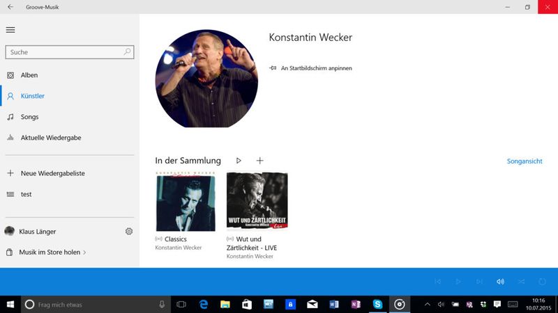 Die bisherige XBox-Music-App wird bei Windows 10 durch Groove-Music abgelöst. (Bild: VIT)