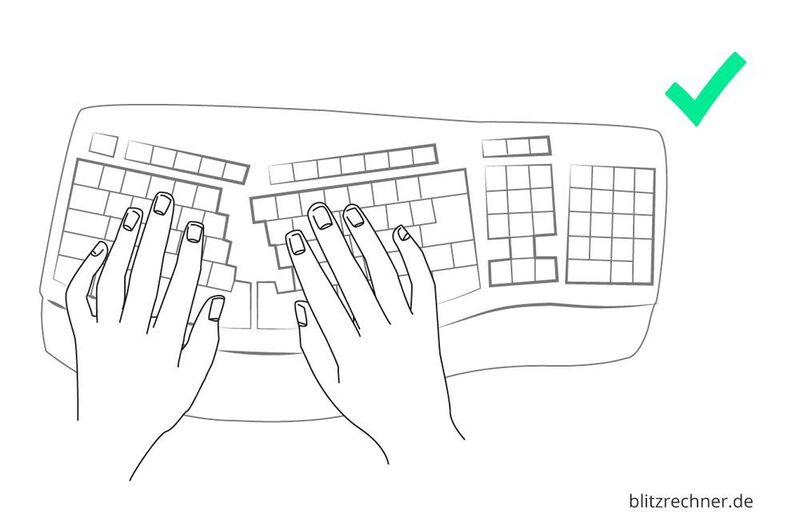 Am besten ist eine ergonomische Tastatur – sie ermöglicht eine natürliche Haltung der Hände und Arme. (blitzrechner.de)