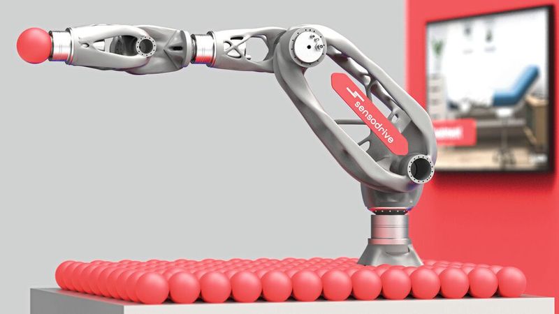 Mit Sensojoints in wenigen Monaten entwickelt: der sensitive Cobot Sensorob. (Bild:  Sensodrive)