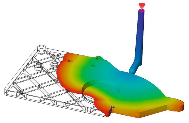 Bild 3: Auch sehr dünnwandige Kunststoffteile mit komplexen Geometrien lassen sich mit der Simulationssoftware schnell und präzise prüfen. (Bild: Solidworks)