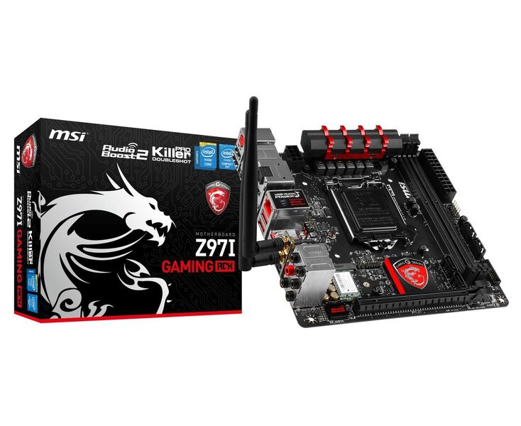 Das MSI -Board ist mit GBit-LAN und AC-WLAN ausgestattet. Zum Einsatz kommt hier die auf Spiele optimierte Killer-Doubleshot-Pro-Kombination von Qualcomm. (Bild: MSI)