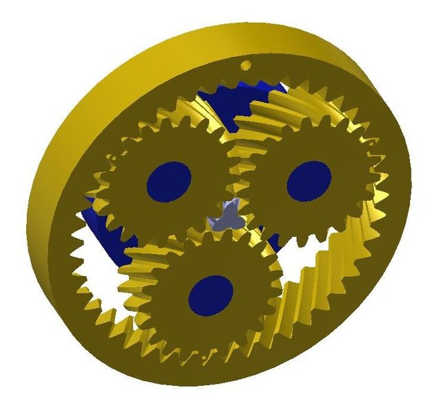 Bild 8: Radsatz des einstufigen Planetengetriebes mit i=16:1. (Bild: Maul Konstruktionen)
