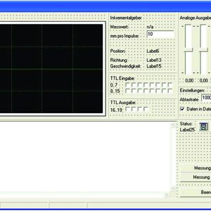 Bild 1: Um die Bildschirmoberfläche für ein individuelles Messprogramm zu gestalten, bietet die Programmiersprache Borland Delphi für die Schieberegler und Buttons entsprechende Klassen. Für den X/Y-Graphen wird eine eigene Komponente verwendet.