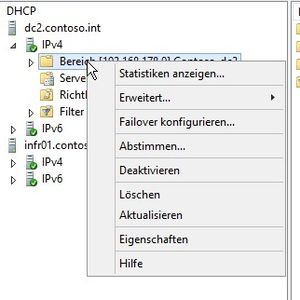 Abbildung 2: Wurde ein IP-Bereich eingerichtet, wird über das Kontextmenü des Bereiches durch Auswahl von „Failover konfigurieren“ der Assistent gestartet, mit dem die Hochverfügbarkeit aktiviert wird.(Bild:  Joos)