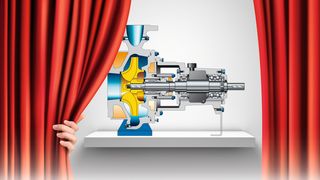 Schnittbild der neuen Chemie-
normpumpe Mega CPK (beheizbare Variante) (© ecco - Fotolia.com; KSB)