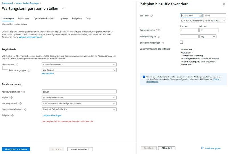 Mit Wartungskonfigurationen können Admins die Updates über Azure Update Manager automatisiert installieren lassen. (Bild: Joos - Microsoft)