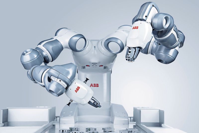Um den Anforderungen an eine vollflexible Fertigung in der Elektronikindustrie und weiteren Branchen gerecht zu werden, hat ABB mit YuMi einen kollaborierenden Zweiarm-Roboter für die Kleinteilmontage entwickelt. (Bild: ABB)