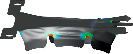 Simulation in Stampack: Die Software erlaubt Fütterer die Analyse und Vorhersage von Materialfluss, Umformbarkeit, Falten und Oberflächendefekten. Simulation in Stampack: Die Software erlaubt Fütterer die Analyse und Vorhersage von Materialfluss, Umformbarkeit, Falten und Oberflächendefekten.