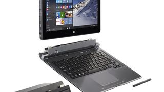 Der Stift gehört beim Stylistic Q665 zur Grundausstattung, die Andocktastatur und der Desktop-Cradle sind optionales Zubehör. (Bild: Fujitsu)