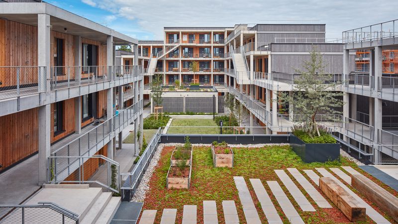 Der Campus RO bietet 211 Studenten-Appartements sowie ein Boardinghouse mit weiteren 40 Wohneinheiten.(Bild:  Sigurd Steinprinz, Düsseldorf / ACMS Architekten, Wuppertal)
