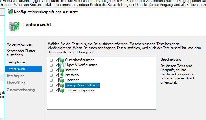 Abbildung 1: Im Failovercluster-Manager testen Administratoren die Tauglichkeit der Cluster-Knoten für Storage Spaces Direct.  (Microsoft/ Thomas Joos)