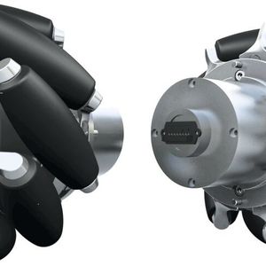 Antriebseinheit mit Mecanum-Rad: Dank ihrer besonderen Konstruktionsweise können sich Mecanum-Räder ohne Wendekreis frei in alle Richtungen bewegen und eignen sich für mobile Anwendungen in einer Fabrik.