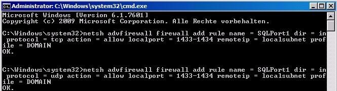 Abbildung 1: Freischalten von Ports in der Windows-Firewall auf Core-Server (Archiv: Vogel Business Media)