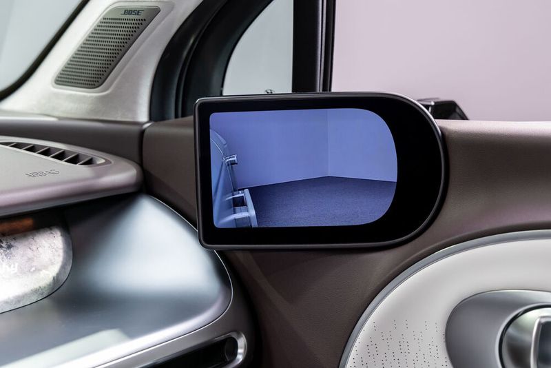 Wird der Ioniq 9 mit digitalen Außenspiegel bestellt, gibt es in den Türinnenseiten entsprechende Displays, die das Bild eines Außenspiegels anzeigen. (Bild: Hyundai)