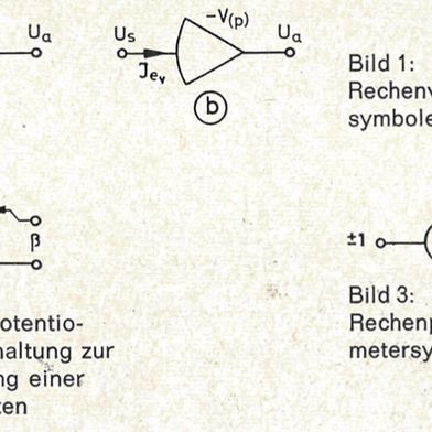 Analog: Grundelemente und Grundbeschaltung des Rechenverstärkers. (Bild: Herbert Klein, Staatliche Ingenieurschule für Maschinenwesen, Düsseldorf)