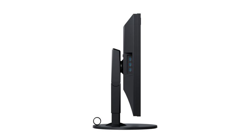 Der CG319X, hier ohne Blendschutzhaube, ist höhenverstellbar und mit einem seitlichen USB-3.0-Hub ausgestattet. (Eizo)