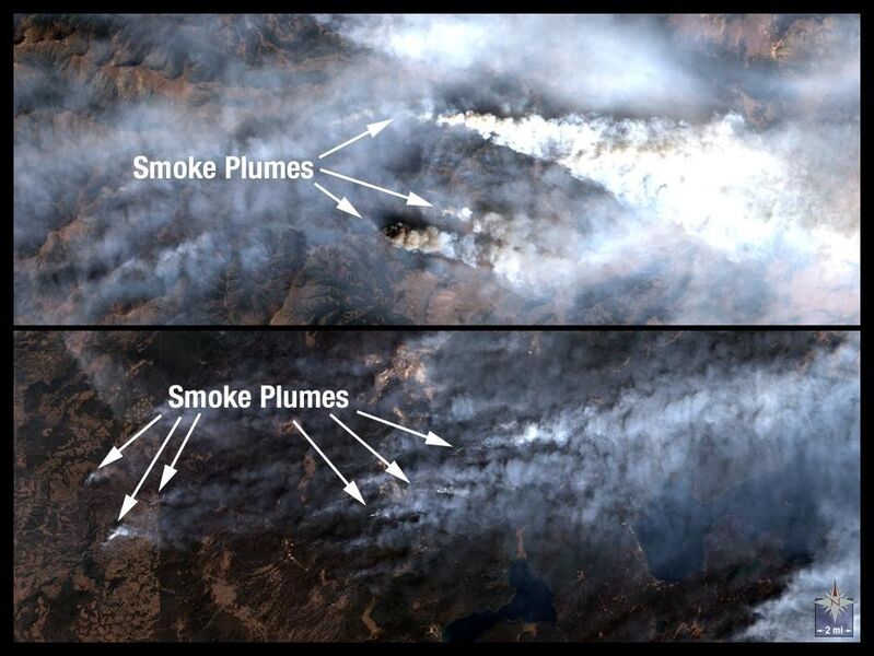 Das Bild zeigt die Feuer, die 1988 im Yellowstone Nationalpark wüteten – die schlimmsten in der bekannten Geschichte des Parks. (NASA)