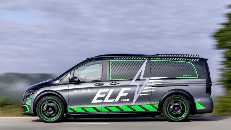 When the sun is shining, ELF can charge its batteries using solar cells on the roof. (Image:Mercedes-Benz)