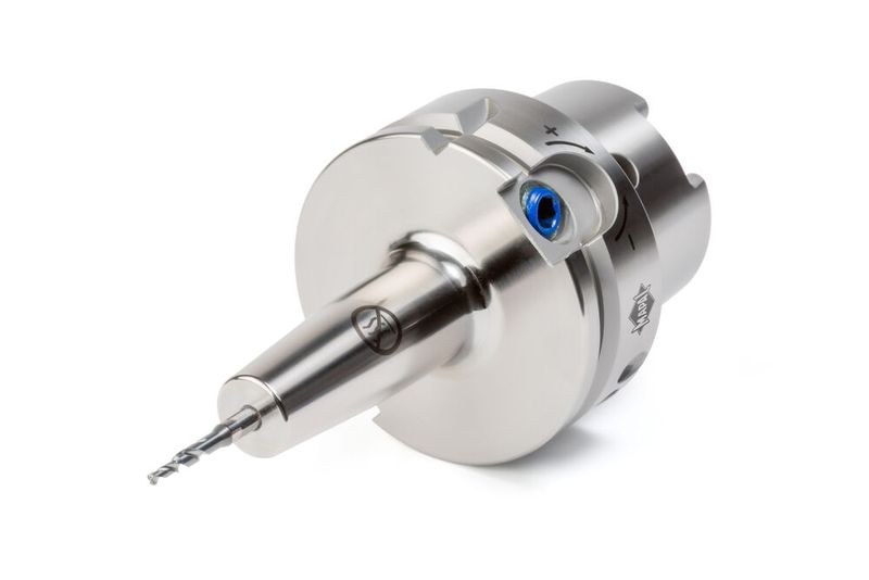 Hydrodehnspannung für kleine Schaftdurchmesser: Mit dem Hydrodehnspannfutter Uniq  DReaM Chuck mit der Originalkontur von Warmschrumpffuttern ist die Hydrodehnspanntechnik nun auch für Werkzeuge mit Spanndurchmessern 3 bis 5 mm verfügbar.  (Bild: Mapal)