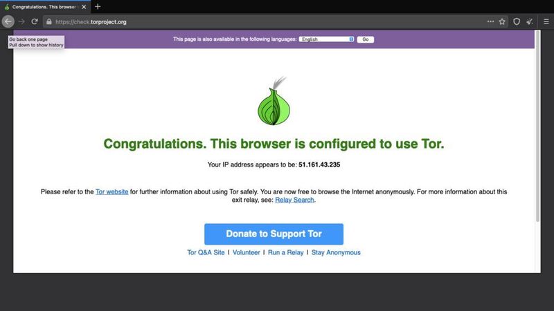 Überprüfen der erfolgreichen Verbindung zum TOR-Netzwerk. (Joos)