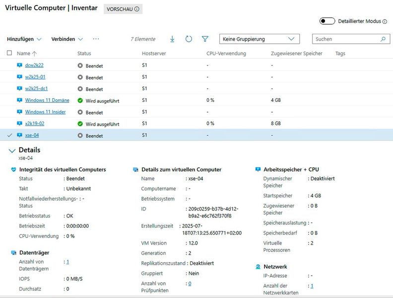 Nach der Erstellung einer VM zeigt das Windows Admin Center auch die Details der VM an.  (Bild: Joos | Microsoft)
