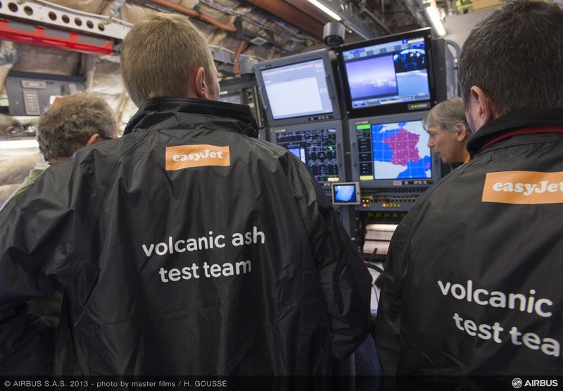 Beobachtung der Messdaten auf dem Monitor (Airbus)