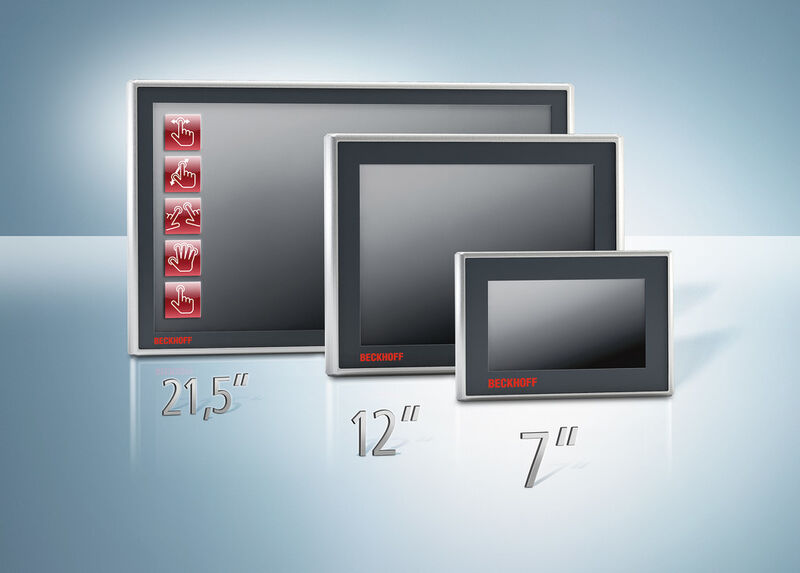 Die Control-Panel- und -Panel-PC-Baureihen CP2xxx und CP3xxx mit Multitouch jetzt mit 7-, 12- und 21,5-Zoll-Displays. (Beckhoff)