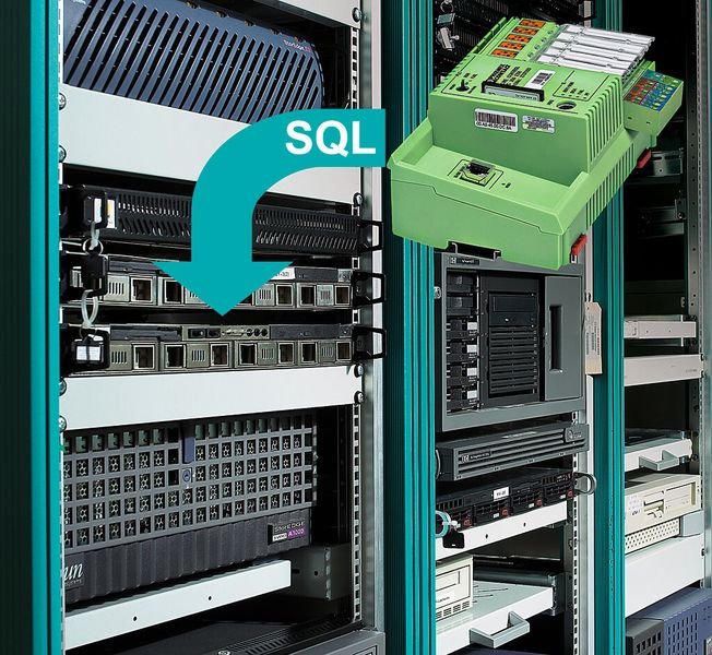 Bild 3: Über SQL-Funktionsbausteine kann der Inline Controller ILC 350 ETH direkt auf die in einer Datenbank abgelegten Informationen zugreifen. (Bild: Phoenix Contact)