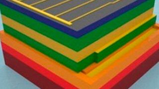 Mit einer gestapelten photovoltaischen Zellen, bestehend aus GaAs- und GaSb-Substratschichten, haben Forscher der George Washington University eine potentielle Rekordmarke in der Konvertierung von Solarenergie erreicht. (Mattew Lumb / George Washington University)