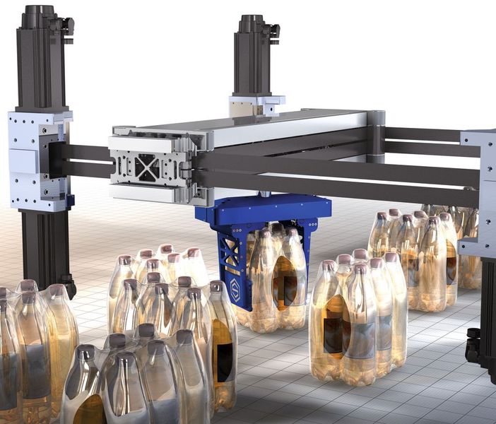 Bild 4: Typische Anwendung für das RL-Robotic-System: Pick & Place in einer Abfülllinie der Getränkeindustrie.  (Bild: Schleicher)