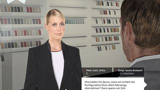 Im Trainingsspiel sind Texte für 66 Millionen verschiedene Dialoge programmiert. Pro Gespräch sind so bis zu 2,1 Millionen Rede- und Antwortkombinationen möglich. (Audi AG, © Marco2811 - stock.adobe.com)